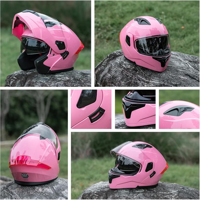 Adult Modular Motorcycle Helmets, DOT Approved Flip up Dual Visor Full Face Helmet for Men Women Moto ATV UTV Snowmobile ADV Four Wheeler Street Bike with Gloves & Mask