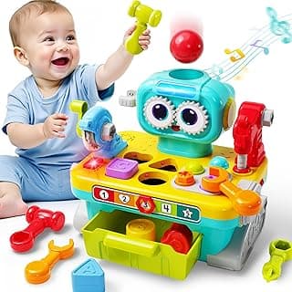 Infant Shape Sorter Activity, Kid Pounding Game, Toddler Learning Toy, 1st Birthday Gift 12 18 24 Month Girl Age One 1 2 3 Yr iPlay, iLearn Toddler Musical Workbench Toy, 1 Year Boy Gift, Baby Tool Set B0CWNGN5V2