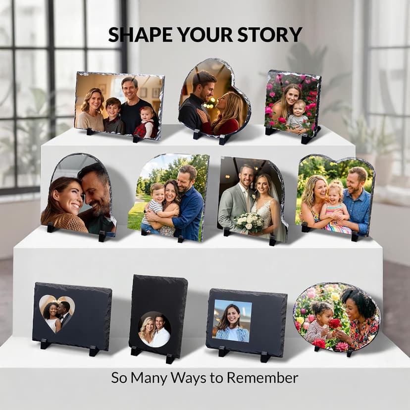 Customized Photo on Natural Slate Stone — an Anniversary or Birthday Keepsake Gift for Women, Mom, Wife, Her, Dad or Family. ArtPix Personalized Slate Picture Frame - Custom Photo Gift Anniversary B0DNKR7K1S
