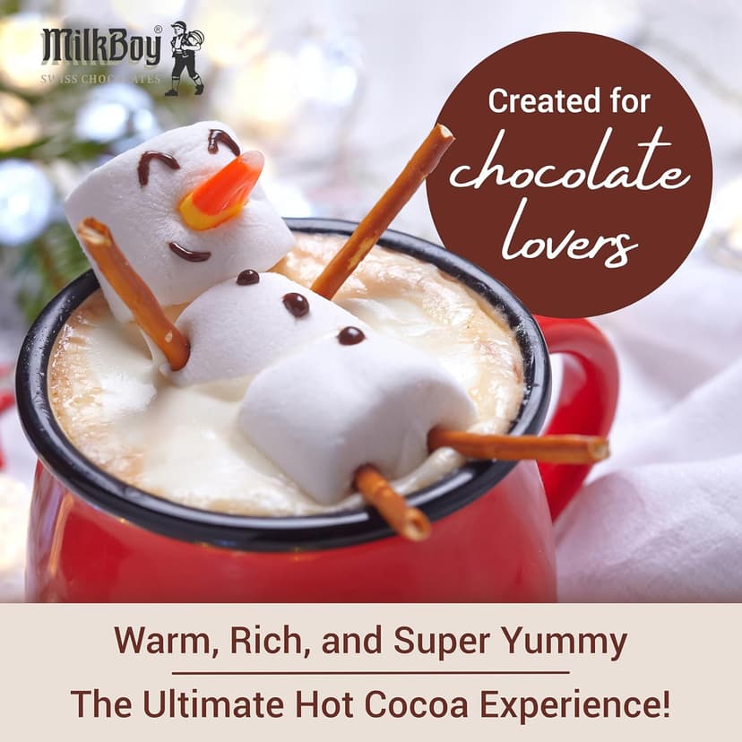 MilkBoy Dairy Free Hot Chocolate Mix - Gluten Free Swiss Cocoa Drink Powder, Vegan Hot Cocoa Mix, Gourmet Swiss Chocolate Drink, Kosher, Rainforest Alliance Certified - 12 oz Can
