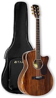 TARIO 41'' Electric Acoustic Antique Guitar Solid Acacia Top Acacia Back and Sides Mahogany Neck