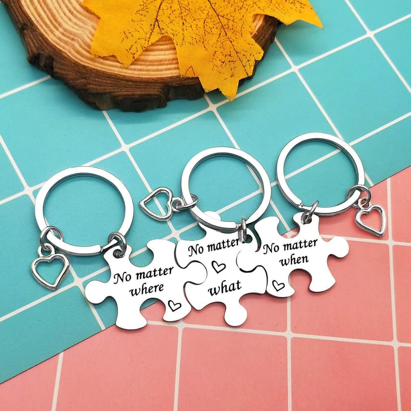 Ciyumu Best Friend Keychain Set Sisters Brothers Keychain No Matter Where What When Puzzle Keychains Set of 3 Long Distance Relationship Gifts Friendship Gifts for Family Teens Birthday Graduation Gift
