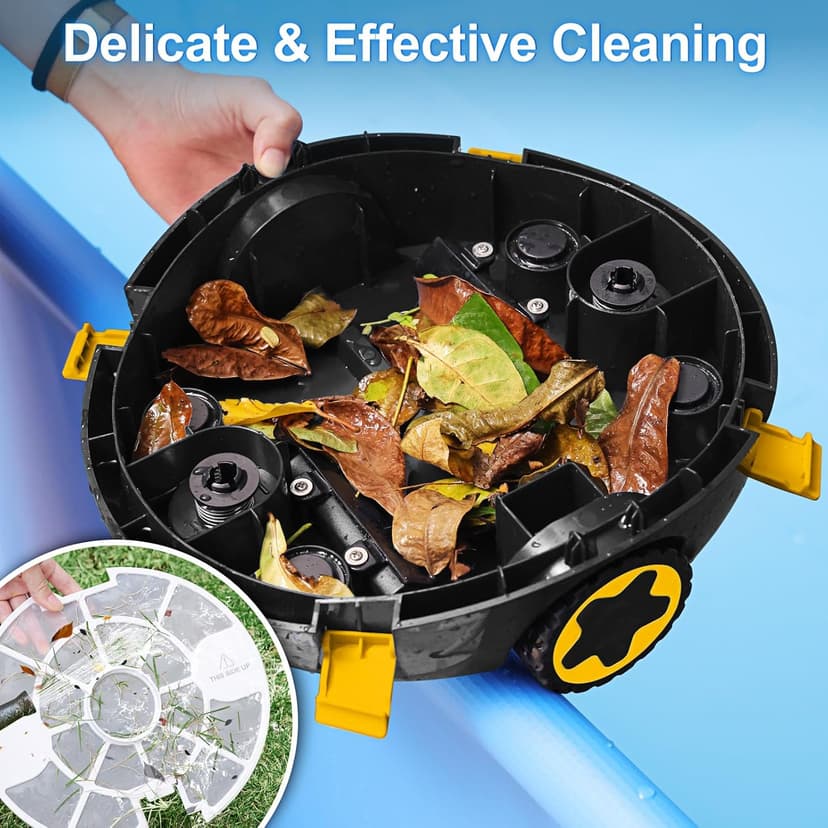 Robotic Pool Cleaner, Cordless Pool Vacuum for Above Ground & Inground Flat Pools with Dual Motors, 130 Min Runtime, Auto-Parking, Powerful Pool Vacuum Robot for Up to 1200 Sq.Ft (Black-Orange)