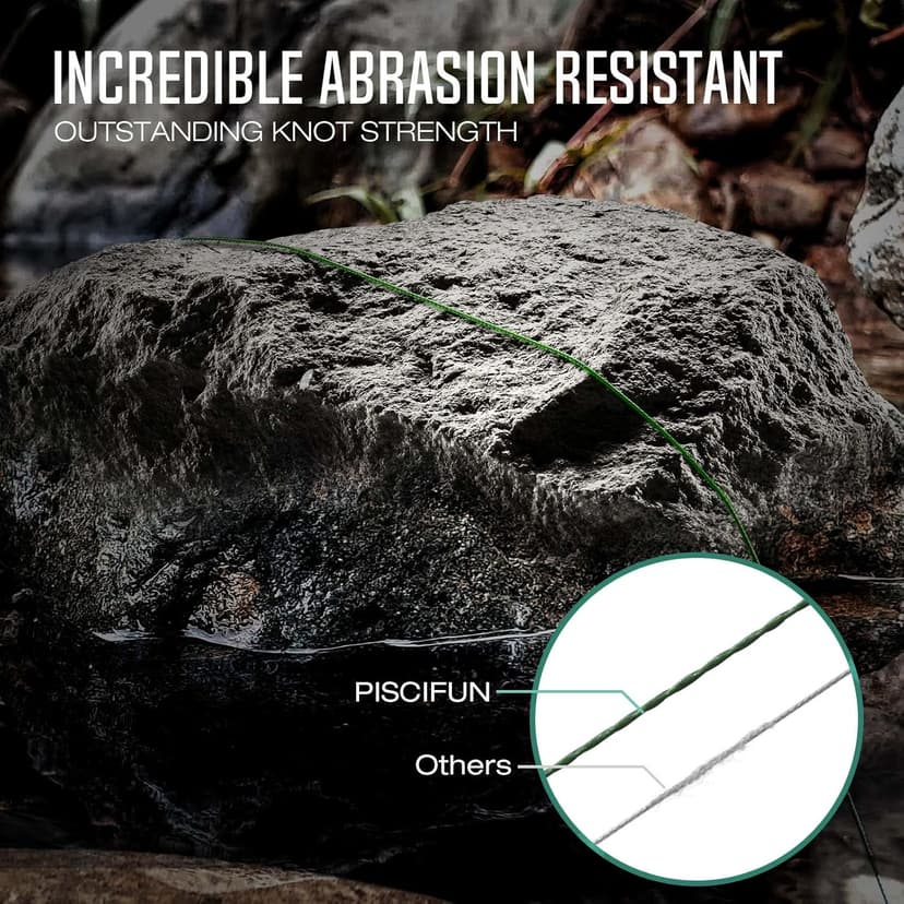 Piscifun Onyx Braided Fishing Line, Superline Abrasion Resistant Braided Lines, Zero Stretch Super Strong, Low Memory, Fast Water Cutting PE Fishing Lines, 6lb-150lb