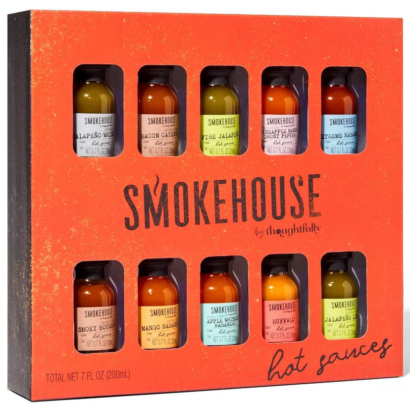 Hot Sauce Mini Bottle Collection, Tasting Set, Flavor Sampler, Gourmet Food Gift, Gift for Men, Dad, Foodies, Spice Lovers Smokehouse Gourmet Hot Sauce Gift Set, Hot Sauce Variety Pack, Set of 10 B08TDPSCDY