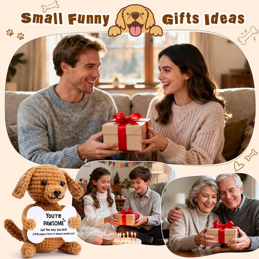 Birthday White Elephant Christmas Stocking Stuffers Ornament Mini Cool Stuff Things Emotional Positive Desk Decor Accessories Funny Dog Gifts for Women Men Girls Boys Small Cute Stuffed Animals Plush B0FNRPB45N