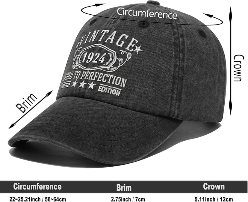 1924-1995 Birthday Gifts for Men Women,Personalized 30th-100th Birthday Ideas Gift,Parents Vintage Hat,