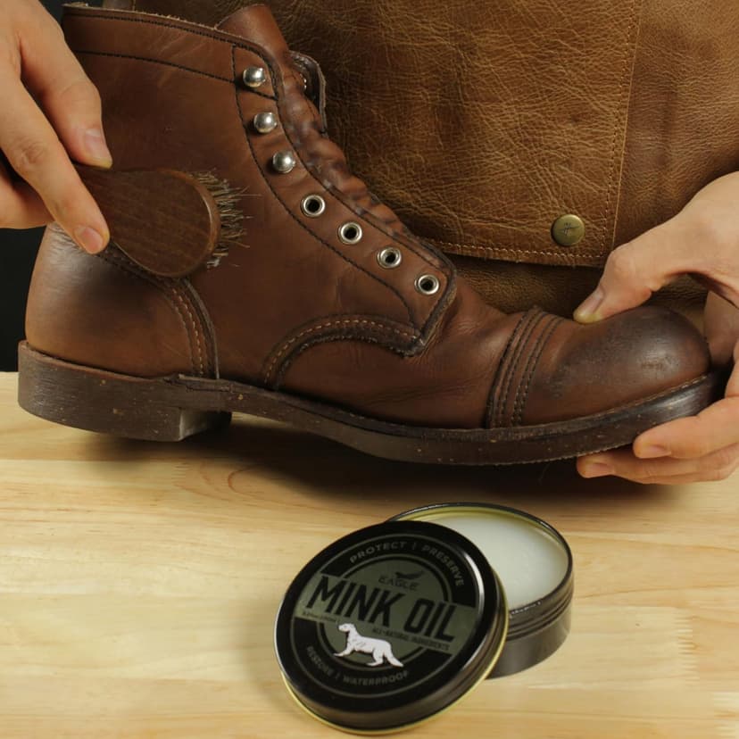 Eagle 4-in-1 Mink Oil Leather Conditioner Kit – 3.52oz Waterproof Paste with Horsehair Brush, Sponge & Microfiber Cloth – Leather Cleaner & Protector for Boots, Shoes, Jackets, Saddles & Bags