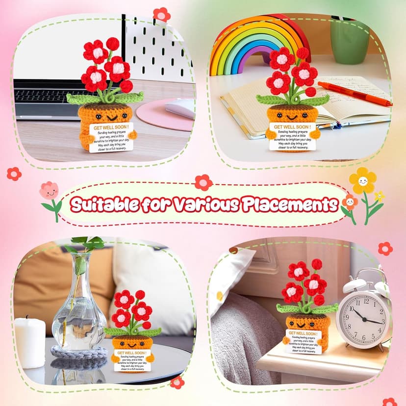 Get Well Gifts for Women After Surgery Recovery Cancer Care Feel Better Thinking of You Gift for Women Men Crochet Flowers Get Well Soon Hospital Bag Essentials Patients Comfort Cheer Up Encouragement