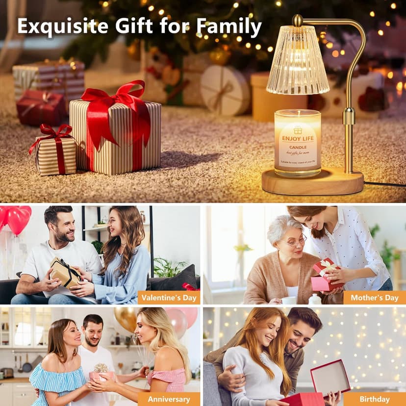 Candle Warmer Lamp with Timer Dimmer Adjustable Height for New Home Bedroom,Mothers Day Gifts,Vintage Home Decor for Scented Jar