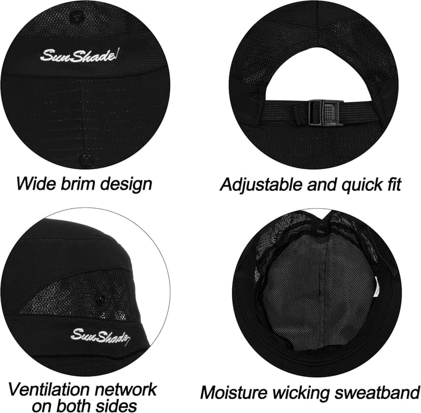 INOGIH Women's Outdoor UV-Protection-Foldable Sun-Hats Mesh Wide-Brim Beach Fishing Hat with Ponytail-Hole