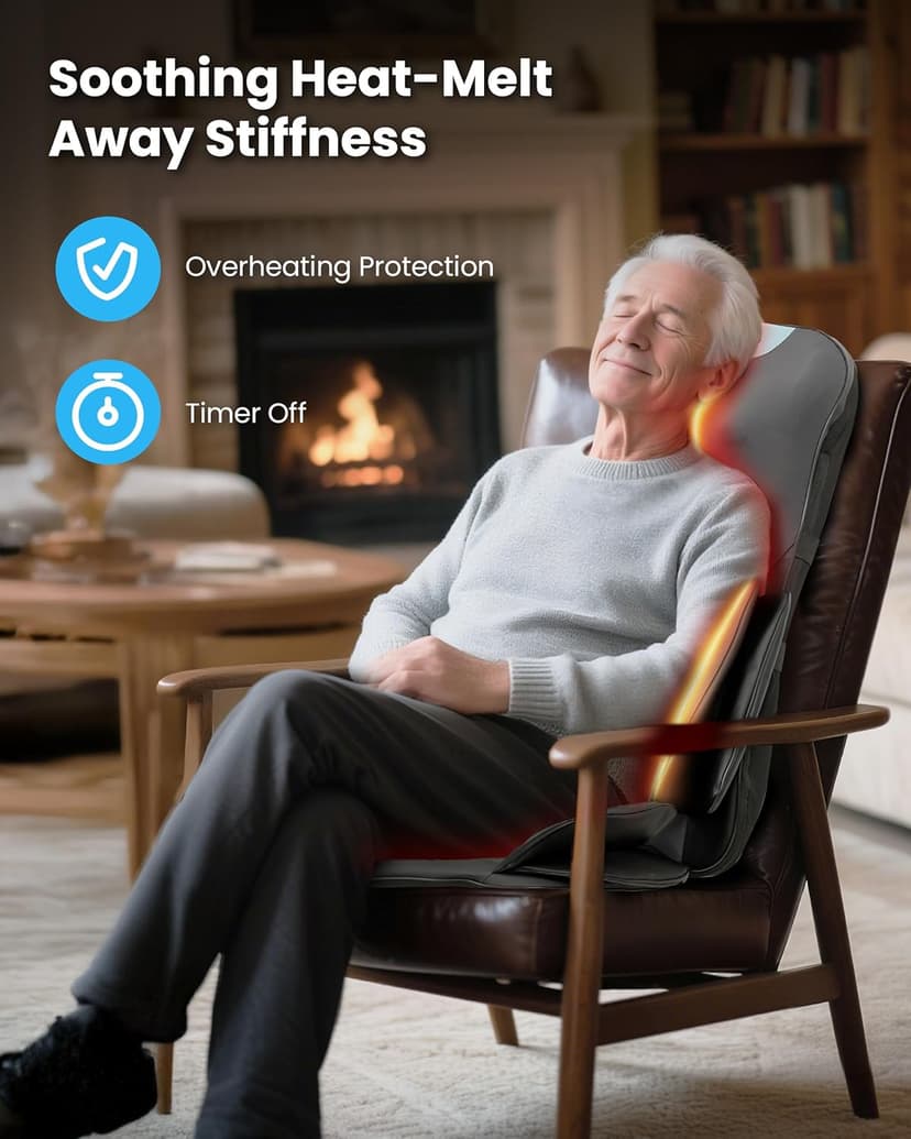 COMFIER Shiatsu Neck & Back Massager with Heat, Full Back Coverage Massage Chair Pad with 4D Kneading & Adjustable Neck Nodes, Waist & Hip Compression, Mother Day Gift for Mom