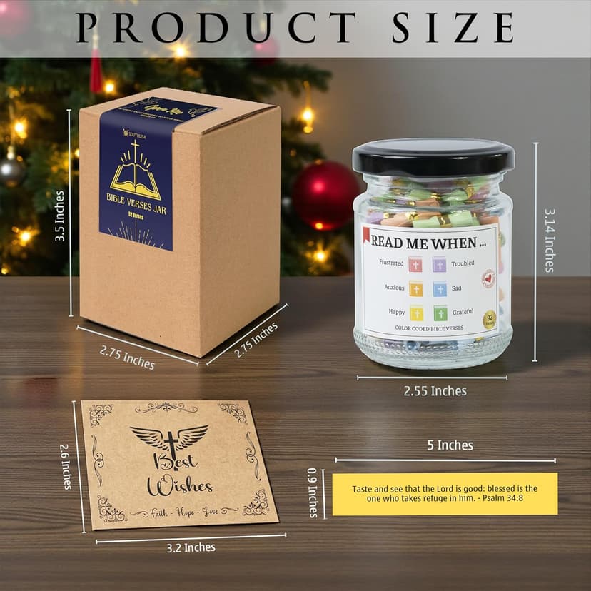 Bible Verse Jar – 92 Hand-Rolled Scripture Scrolls for Daily Encouragement, Inspirational Christian Gift, Religious Gifts for Women, Birthday Gifts for Mom, Christmas Gift for Women 2025