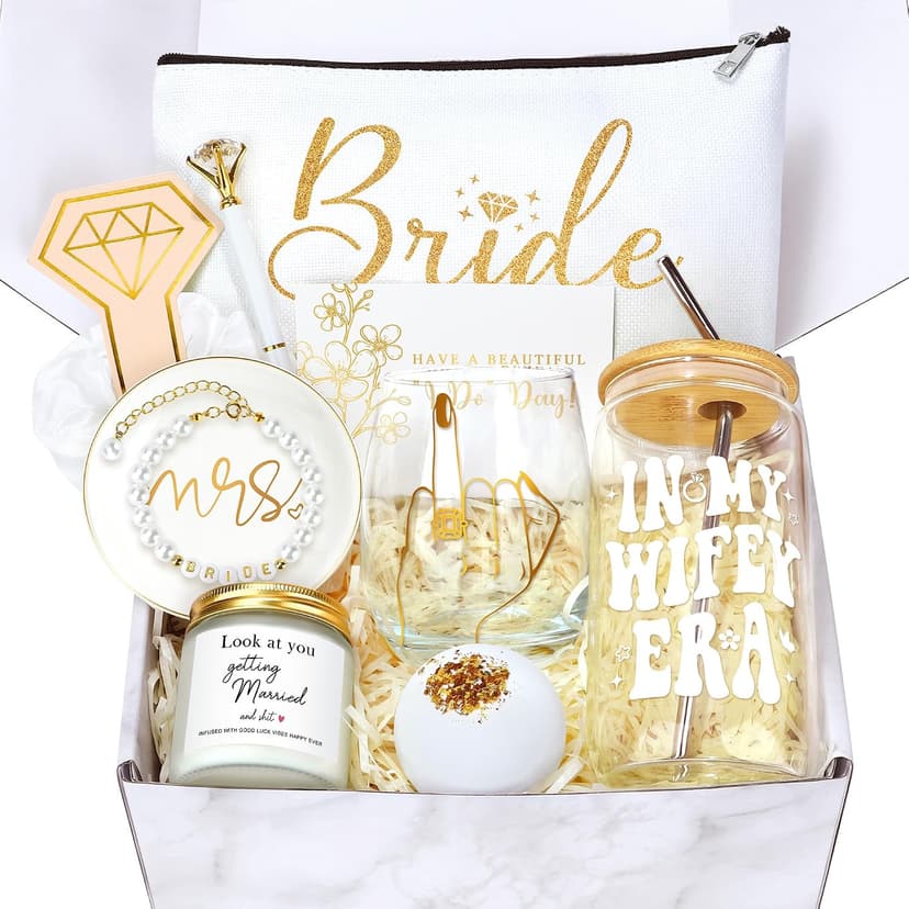 Bridal Shower Gifts for Bride To Be Gift Box Unique Bride Gift for Bachelorette Party Popular Bachelorette Gifts for Brides Just Married Engagement Wedding Presents Set for Women Her Wifey Future Mrs B0FDGQMJFW