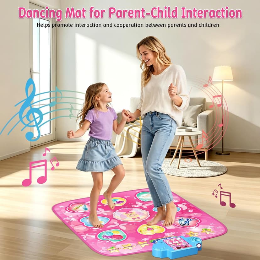 LED Score Display, Piano Game Modes, Anti-Slip Foldable Dancing Pad for Kids 3-12, Birthday Gifts for Girls Dance Mat – 9-Button Electronic Music Playmat with 8 Challenge Levels B0GSZ81B2V
