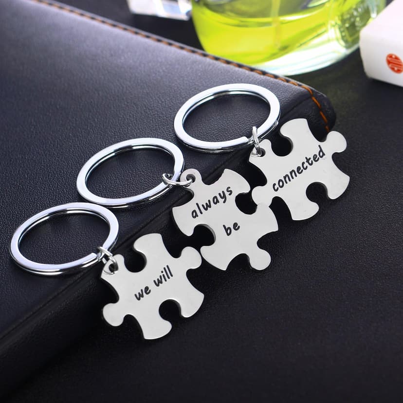 YEEQIN 3PCS We Will Always Be Connected Keychain Set, Best Friends Keychains for 3, Friendship Keychain Jewelry Gift for Sisters Friends