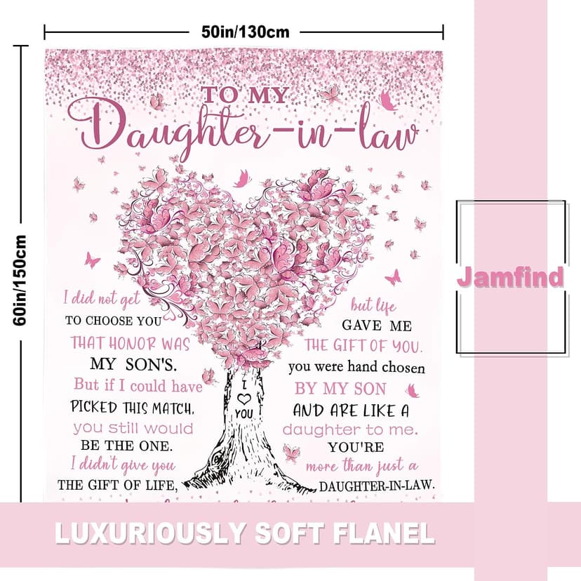 Daughter in Law Christmas Birthday Gifts from Mother Father in Law, Daughter in Law Gifts for Mothers Day Wedding Day Daughter in Law Gifts, Gifts for Daughter in Law Blanket 60"x50" B0CF9GRYX7