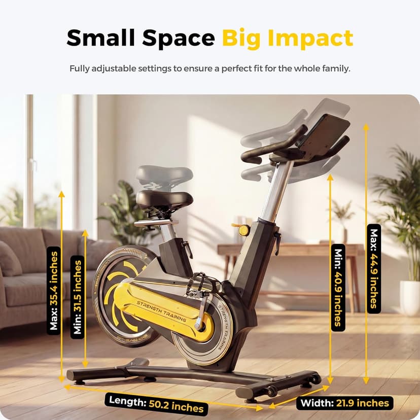 Compact Exercise Bike for Small Spaces, Quiet Rear Flywheel Stationary Bike for Home, 7-Level Lever Resistance, Soft Seat Indoor Cycling Bike for Petite to Medium Frames (<26dB)