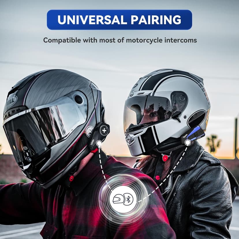 LEXIN G2P Motorcycle Helmet Bluetooth Headset, Group Intercom Communication System, FM Radio/ 6 Shells/Universal Pairing/Private Talk/Noise Cancellation, Fit for Snowmobile/ATV, 1 Pack