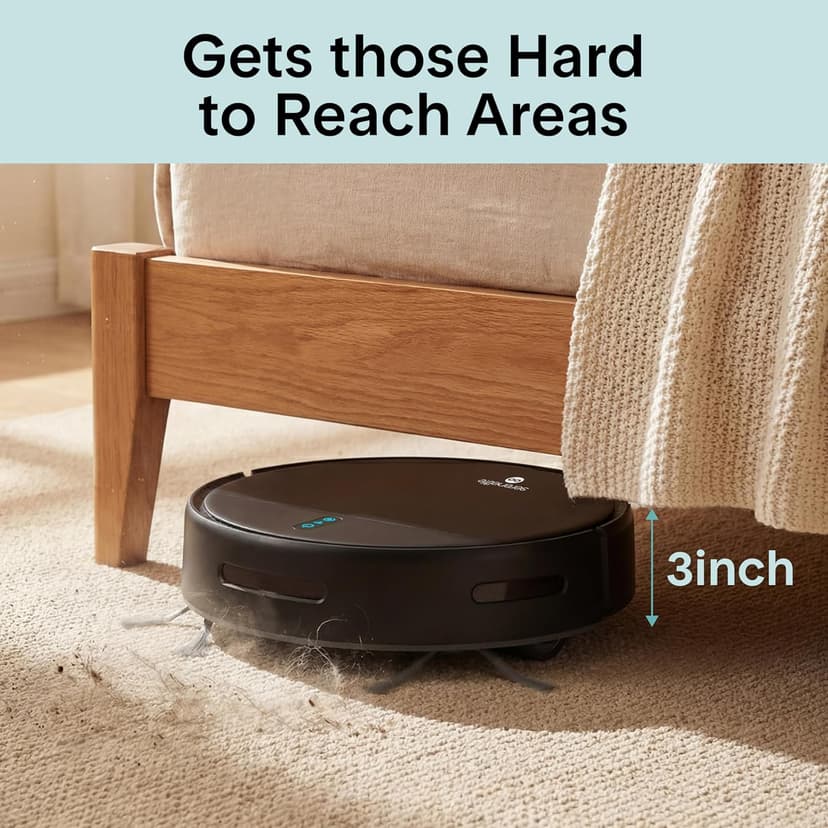 SereneLife Smart Robot Vacuum Cleaner and Mop Combo, App Control, 3 Cleaning Modes, Anti-Fall Sensors, Self-Charging, High Suction Ideal for Pet Hair, Carpet and Hard Floors, Black