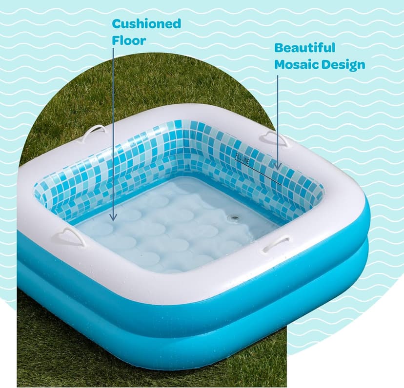 Inflatable Baby Pool for Toddlers 1-3, Handles, Soft Floor & Drain, 34"x10" Kiddie Pool, Blow Up Bathtub & Ball Pit, Summer Outside Kid Water Toy Outdoor Play First Birthday Gift for Boys Ages 1 2 3