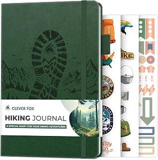 Travel & camping diary, nature adventure record book, 5.8 x 8.3 in eco leather notebook, gift for hikers & campers Clever Fox Hiking Journal for Women & Men, Trail Log Book, Forest Green B0DWSW8XN7