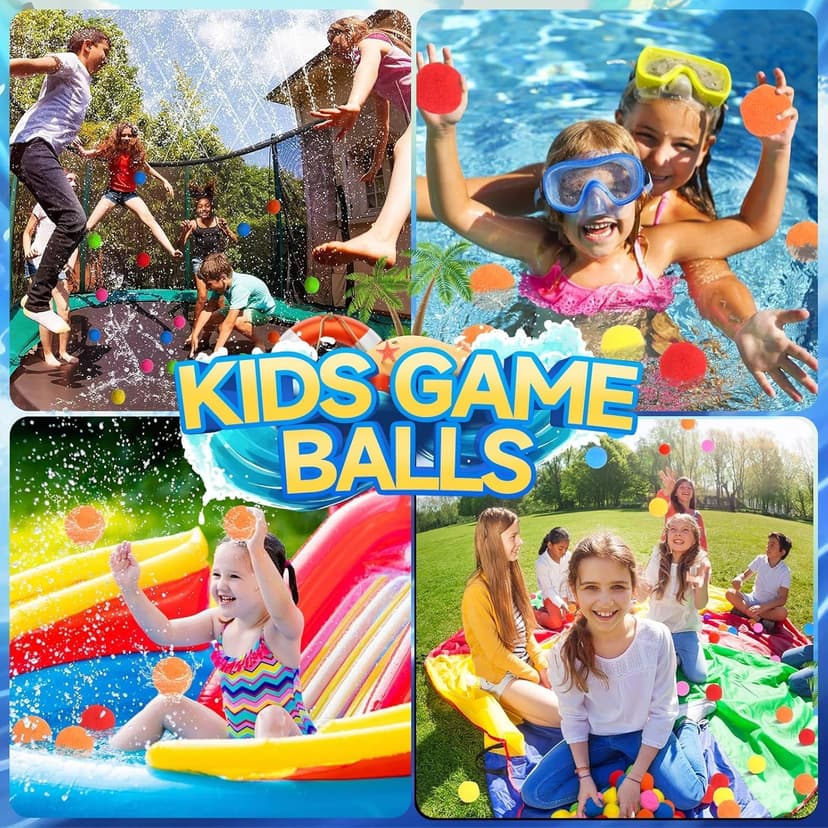 60 Pcs Reusable Water Balls, Reusable Water Balloons for Outdoor Toys and Games, Water Toys for Kids and Adults Boys and Girls - Summer Balls for Pool and Backyard Fun