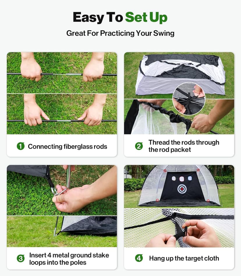 Golf Net: 10 x 7ft Golf Hitting Practice Net for Backyard Driving, Indoor & Outdoor Chipping Training Net with Mat, Targets & Balls, Ideal Gifts for Christmas Him Men Dad Husband Grandpa Boys Golfers