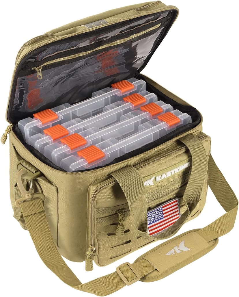 KastKing Karryall Fishing Tackle Bags with 4 * 3600 Tackle Trays - Saltwater & Freshwater Fishing Gear Storage