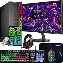 Dell OptiPlex Desktop RGB Computer PC, Intel Core i7 Quad-Core Processor, 16GB RAM, 512GB SSD, 24 Inch HDMI Monitor, RGB Keyboard Mouse and Headset, WiFi, Windows 11 Pro (Renewed)