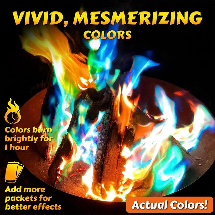 HGD (6 Pack) Magic Campfire Fire Color Changing Packets for Fire Pit, Indoor/Outdoor Fireplace, Bonfire - Rainbow Magical Flame, Camping Accessory, Compatible with Wood B0CHDSB1HB