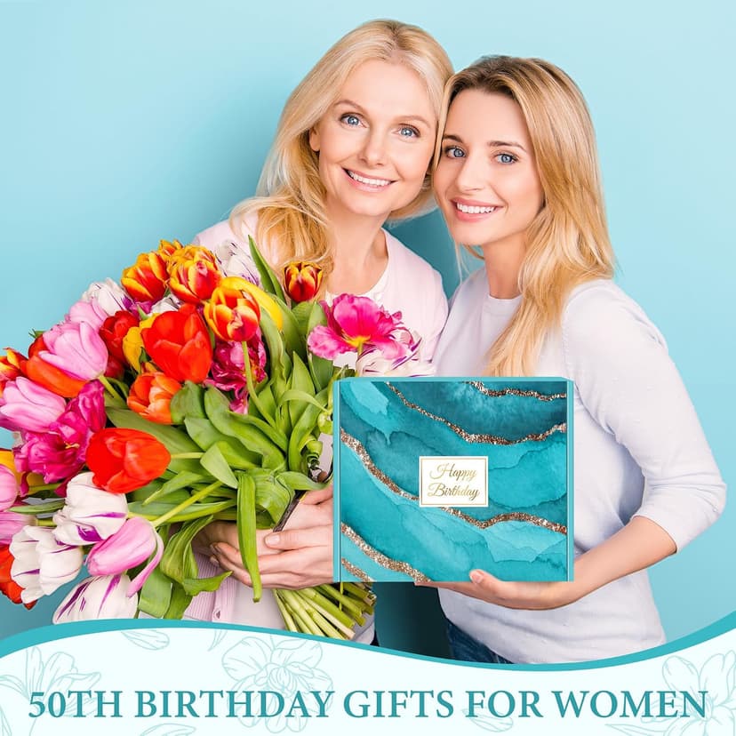 50th Birthday Gifts for Her 50 Year Old Gifts for Women Turning 50 and Fabulous Gift Ideas for Woman Cool 1976 Birthday Gift for Woman Happy 50th Bday Decorations Basket for Mom Daughter with Tumbler B0G1L8J8PK