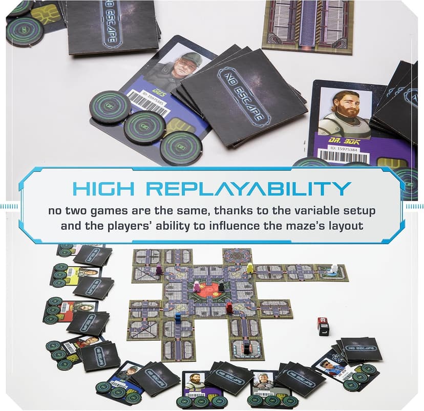 No Escape Board Game - Strategy Board Game for Adults, Family, Party - Unique Strategic Space Sabotage Traitor Maze Game with Tiles - Fun for Kids, Teenagers, Adults, 2 to 8 Players