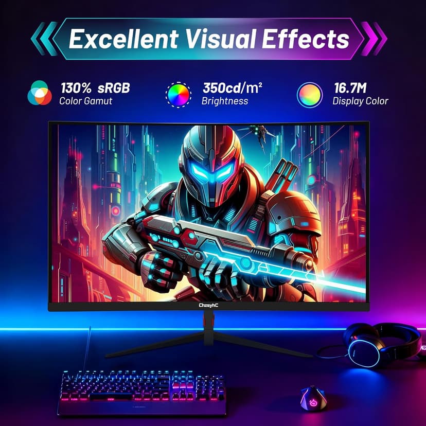 24 Inch Curved 180Hz Gaming Monitor, 1800R Curved Gaming Monitor, 1ms MPRT, FHD(1920×1080P), Freesync, HDMI2.0,DP1.4, VESA Mountable(HDMI Cable Incl.)