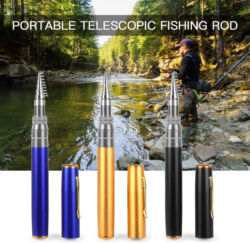 2023 Pocket Size Fishing Rod - Pen Fishing Pole and Reel Combo, Portable Telescopic Small Fishing Pole Mini Fishing Rod, Micro Collapsible Fishing Rod and Reel Combo Travel Fishing Kits