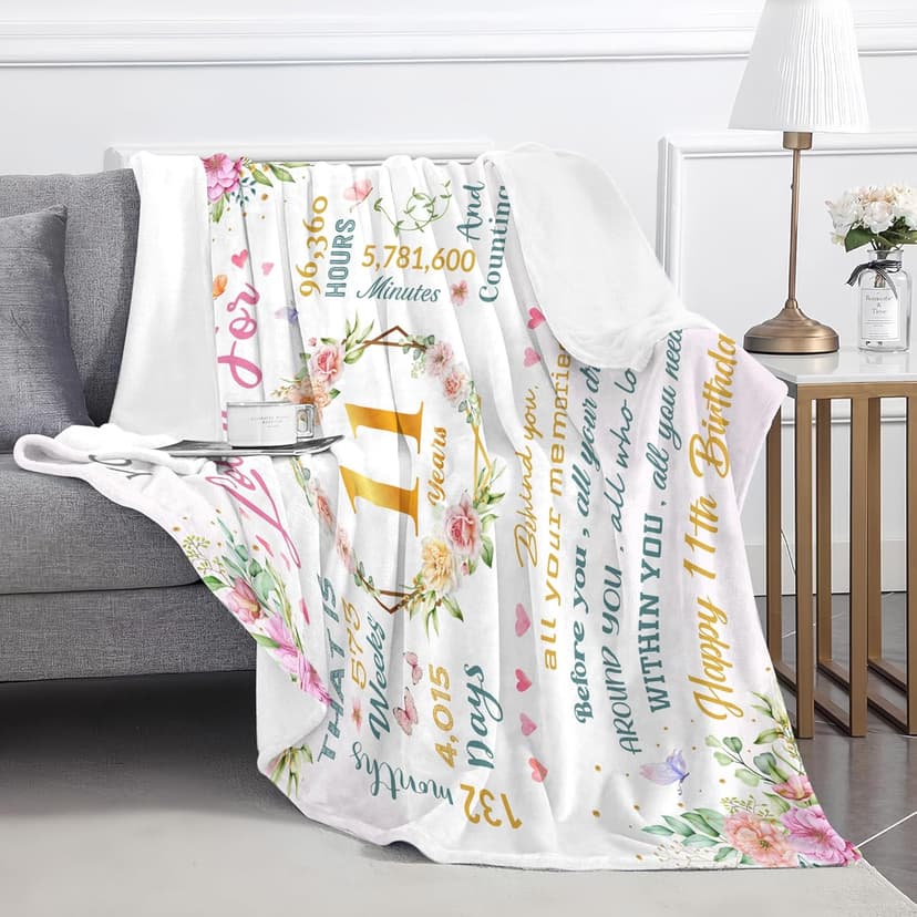 Birthday Gifts for 11 Year Old Girls, 11 Year Old Girl Birthday Gifts, 11th Birthday Decorations Gifts for Girls, Best Birthday Presents Ideas for 11 Yr Old Girl Throw Blanket 60"x50"