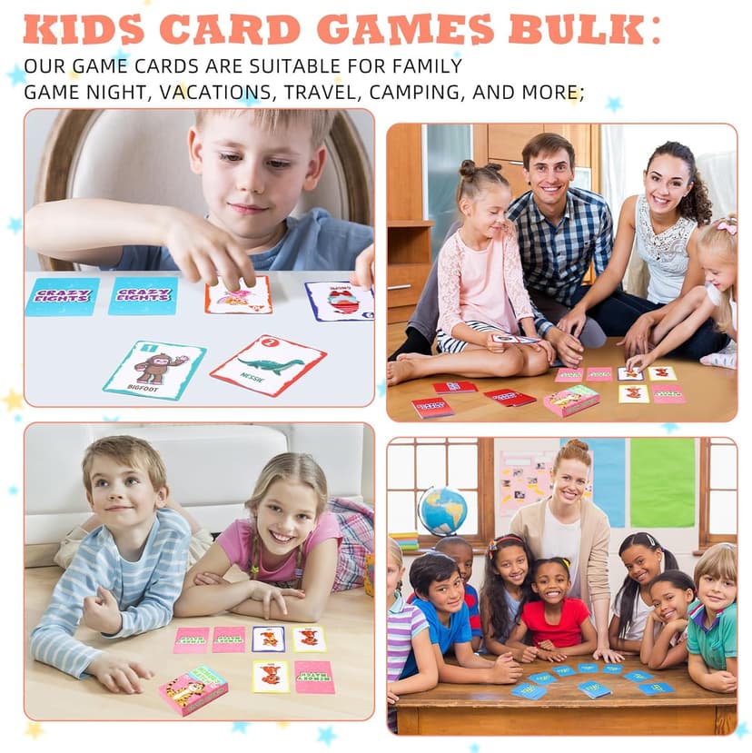 Zubebe 28 Pack Kids Card Games Gifts Bulk Classic Playing Card Game Set for Kids Includes Go Fish, Old Maid, Crazy Eights, Memory Match, Slap Jack, Playing Toy for Party Favors (Classic)