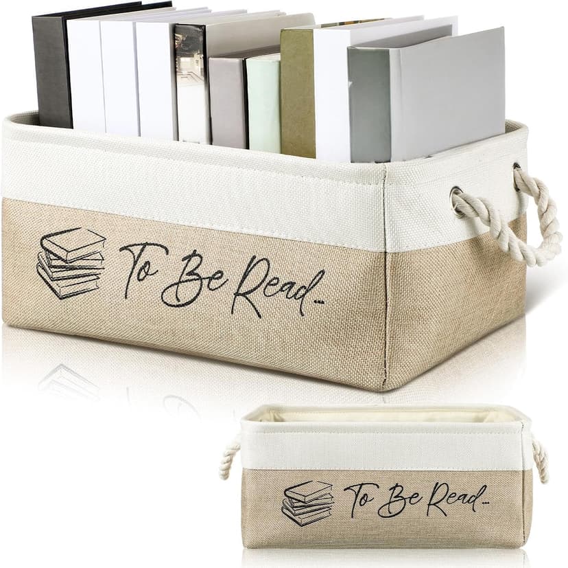 Gift for Book Club Members, To Be Read Organizer, Linen Canvas Bin with Handles for Reading Accessories Bookworm Decor Marsui 1 Pcs TBR Basket Book Lover Gifts for Women Book Storage Bin Bookish B0DSPS3KRY