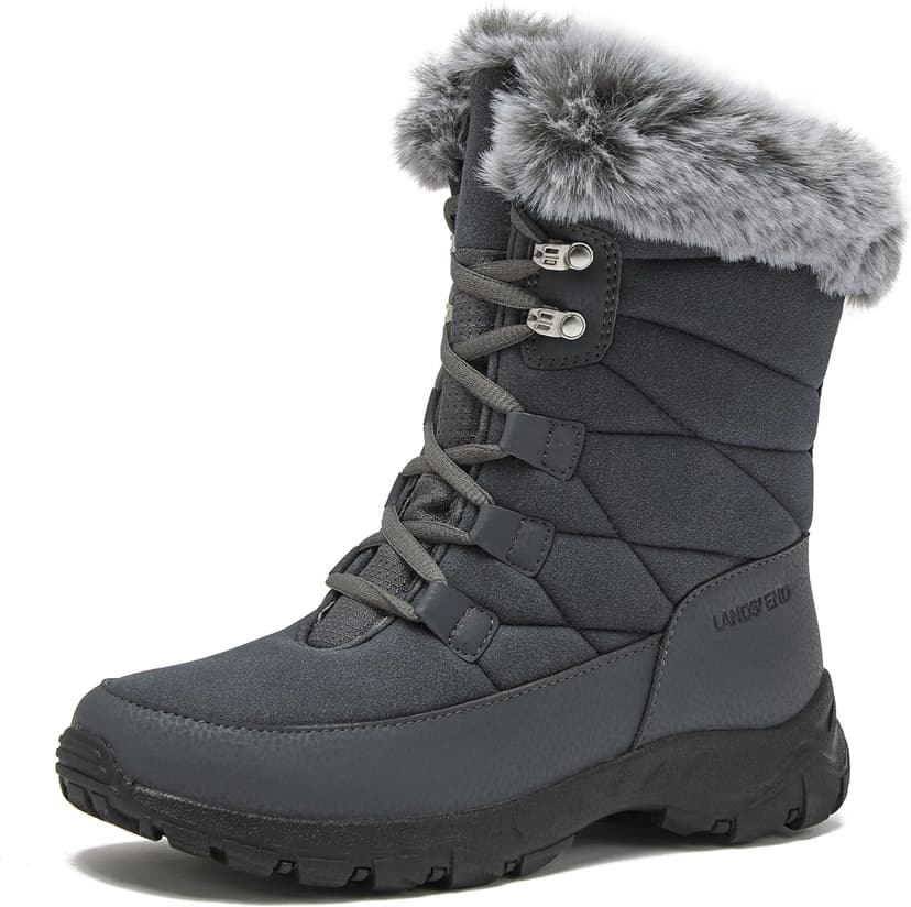 Lands' End Expedition Waterproof Insulated Womens Snow Boots, Lace Up or Slip On Winter Boots for Women, Medium or Wide Width Sizes 6 to 11, Black, Brown, Blue, White or Grey Winter Shoes
