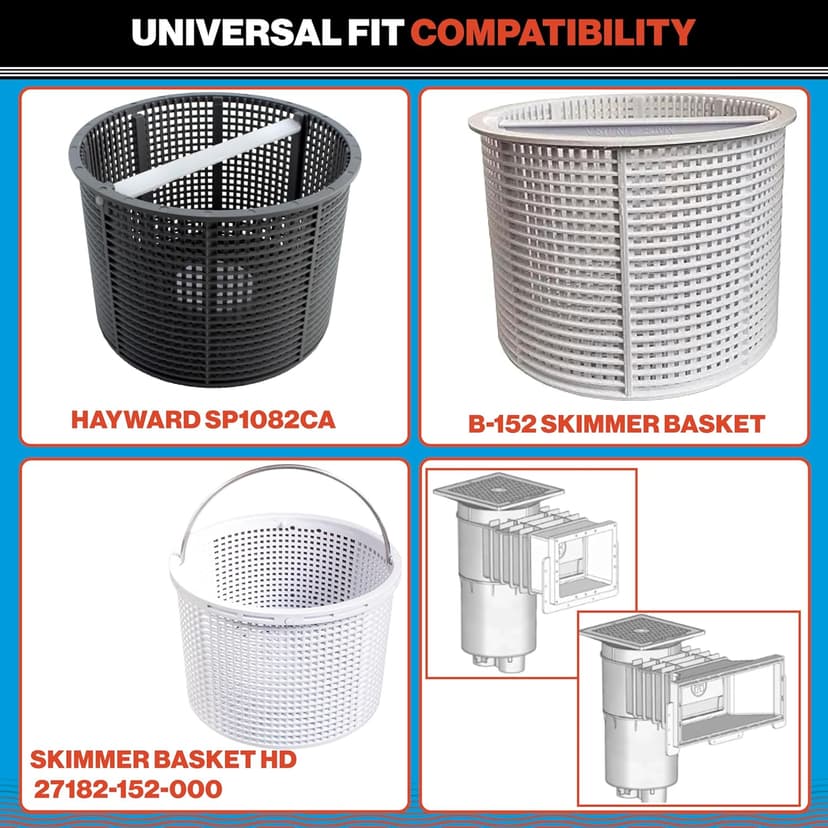 Swimables Pool Skimmer Basket for Inground Pool Compatible with Hayward Skimmer Basket and Pool Filter Basket SP1082CA | Built-in Brass Weight | 316 Stainless Steel Handle & Convenient Rubber Grip