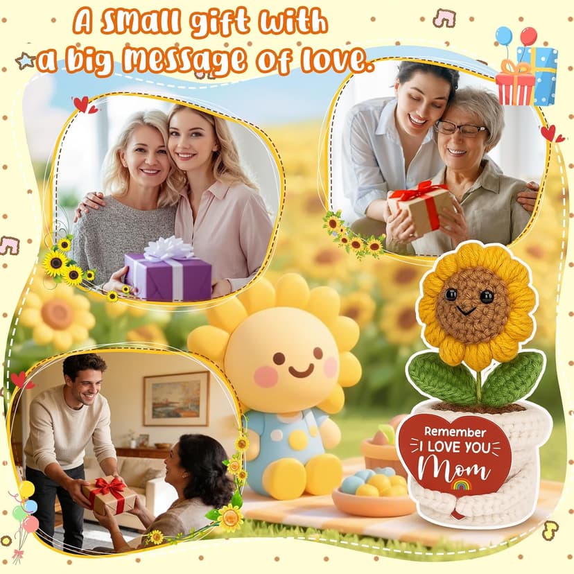 Best Moms Gift from Daughter Son to Mother in Law Mama Grandma Christmas stocking stuffers Remember I Love You Mom Gifts for Birthday Mother’s Day Crochet Sunflower B0GHY7ZSJN