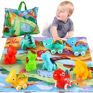 9 PCS Vehicles for Baby Boy Gifts,1 Year Old Toys for Toddler Boy Toys 1-2,1st Birthday Gift for Infant 12 18 Months ALASOU Dinosaur Car Toys for 1 Year Old Boy Gifts with Playmat/Storage Bag B09MN585VM