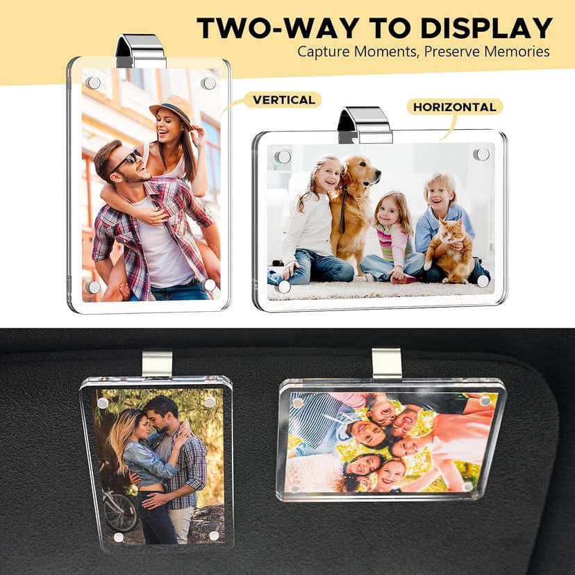 Magnetic Car Photo Holder, Car Accessories Birthday Gifts for Boyfriend, Personalized Car Picture Frame Magnetic Car Visor Picture Clip, Valentine's Day Gifts for Boyfriend, 2Pack B0F8JH118V