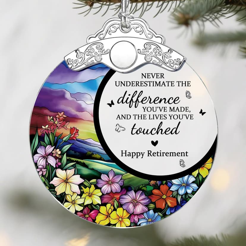Retirement Gifts - Retirement Gift for Women, Men - Retired Ornament - Retired Gifts for Coworker, Boss, Employee, Teacher, Nurse, Friends, Women, Men - Stained Glass Christmas Ornament - Design A