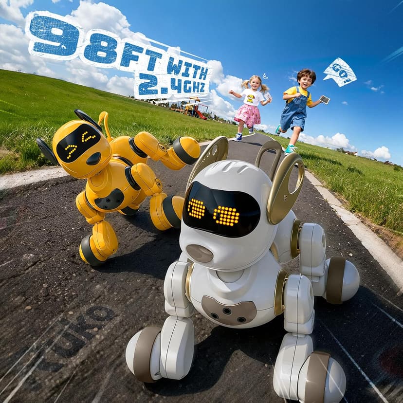 Programmable Robot Toy, 2.4GHz Remote & Gesture Control, Touch Sensor, with Realistic Barks, Birthday Gift for Kids Age 3+ Ruko 18011 Smart Robot Dog, Interactive Puppy Pet with 30 LED Expressions B0FLXCXPHD