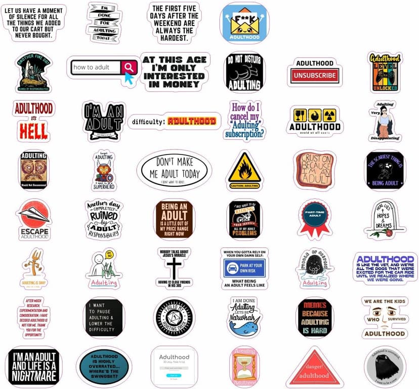 100Pcs Funny Adulting Stickers, Adulting is Hard Stickers, Funny Decals for Adults, Adult Reward Decals, Gifts for Women & Men B0C1S6BL2N