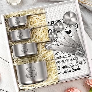 Wedding Gifts for Couples 2026, Bridal Shower Gifts for Bride to Be, Engagement Gift for Newlyweds, Bride Gift, Mr and Mrs Measuring Cups and Spoons Set with Dish Towel B0GTPW413P