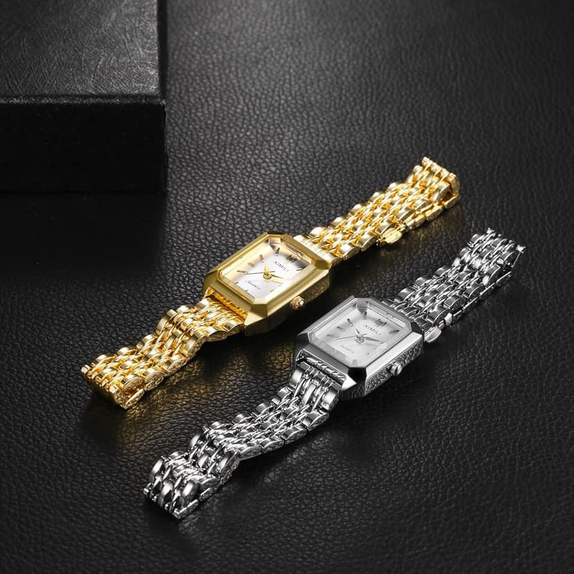Avaner Women's Bracelet Square Watches: Gold Silver Stainless Steel Strap Analog Quartz Elegant Wrist Watches