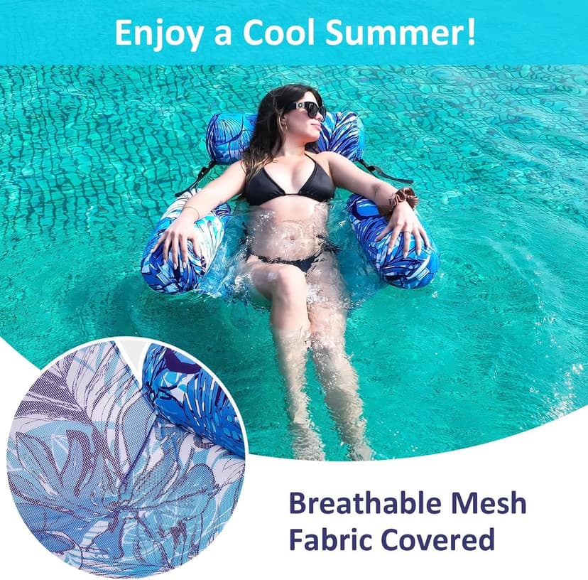 Inflatable Pool Float Chair - 2 Pack Pool Floats Adult Heavy Duty, Water Floating Lounge Chairs, Blow up Floaties Adults for Summer Fun Party Lake Beach