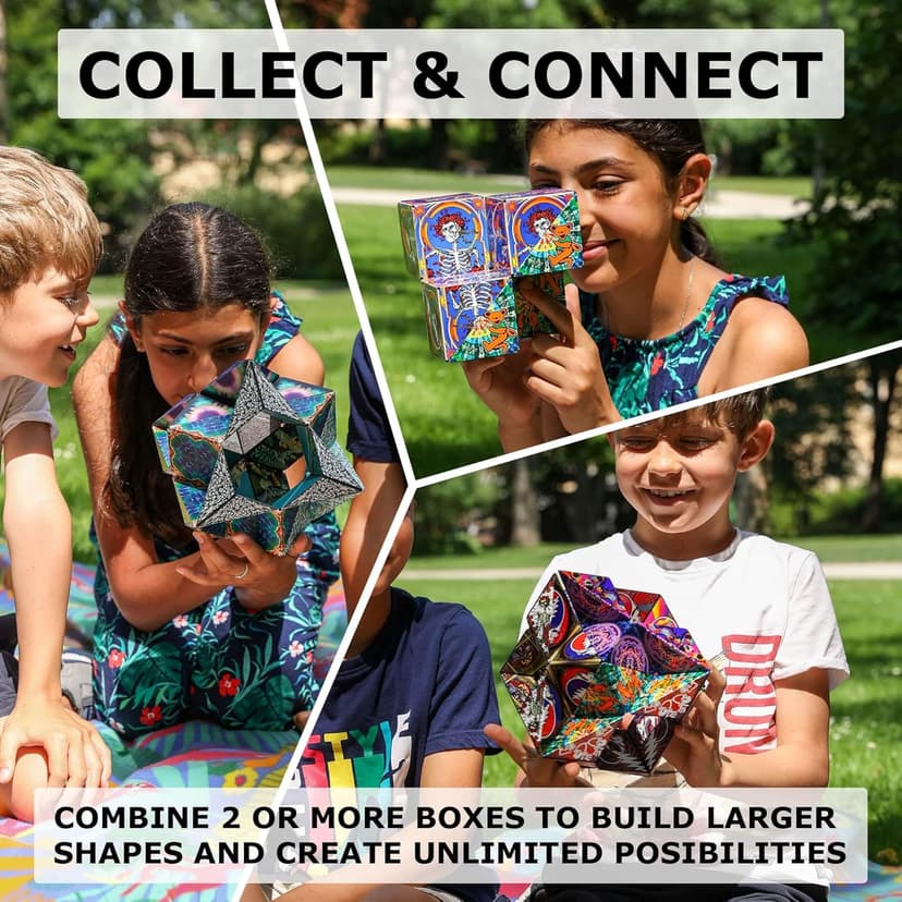 SHASHIBO Shape Shifting Box - Award-Winning Fidget Toy w/ 36 Rare Earth Magnets - Fidget Cube Transforms Into Over 70 Shapes, Sensory Toy Gift for Kids, Teens, and Adults (Wings)